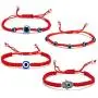 4Pcs Evil Eye Bracelets for Women Men,7 Knot Adjusted Handmade Lucky Bracelets for Protection Kabbalah Black Blue Red String Bracelets Amulet Jewelry Gift for Families Friends,4 Packs