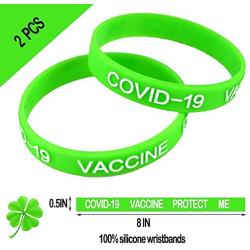 Poem Park Silicone Bracelet COVID-19 Vaccine Vaccinated Protect Me ，COVID 19 Sport Wristbands,2-Pack Adult Size