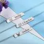 AILIN 925 Sterling Silver Photo Necklace wtih Any Custom Name Pandant Personalized Pet Jewelry Dog Necklace Cat Portrait Pet Gifts Pet Lover Gift Bar Necklace