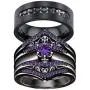 wedding ring set Two Rings His Hers Couples Matching Rings Womens 2pc Black Gold Filled Amethyst CZ Wedding Engagement Ring Bridal Sets Mens Titanium Wedding Band wedding ring set Two Rings His Hers Couples Matching Rings Womens 2pc Black Gold Filled Amethyst CZ Wedding Engagement Ring Bridal Sets Mens Titanium Wedding Band