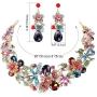 FUNRUN JEWELRY Wedding Bridal Necklace Earring Jewelry Set for Women Vintage Statement Necklace Teardrop Dangle Earring for Bridesmaid Evening Party Prom
