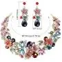 FUNRUN JEWELRY Wedding Bridal Necklace Earring Jewelry Set for Women Vintage Statement Necklace Teardrop Dangle Earring for Bridesmaid Evening Party Prom