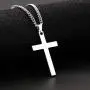 Cross Necklace for Men, Silver Black Gold Stainless Steel Cross Pendant Necklaces for Men Pendant Chain, 24 Inches Box Chain Cross Necklace for Men, Silver Black Gold Stainless Steel Cross Pendant Necklaces for Men Pendant Chain, 24 Inches Box Chain