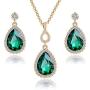 Swarovski Crystals Teardrop Pendant Necklace Earrings for Women 14K Gold Plated Hypoallergenic Jewelry Set