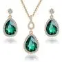 Swarovski Crystals Teardrop Pendant Necklace Earrings for Women 14K Gold Plated Hypoallergenic Jewelry Set