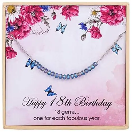 ESSIE ODILA Sweet 10th-25th Birthday Girls Necklace for Women Teenager 925 Sterling Silver Crystal Beads Necklace Jewelry Birthday Gift for Daughter Sister Niece