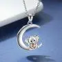 Sterling Silver Lucky Elephant Necklace S925 Cute Baby Animals Pendant Moon Jewelry Gifts for Girls Daughter Teen Sterling Silver Lucky Elephant Necklace S925 Cute Baby Animals Pendant Moon Jewelry Gifts for Girls Daughter Teen