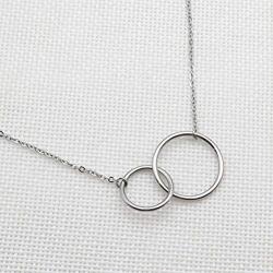 IDLAN Wedding Gifts Wedding Jewelry 2 Interlocking Infinity Double Circles Necklace