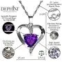 DEPHINI - Purple Heart Necklace - 925 Sterling Silver - CZ Crystal Pendant Birthstone - Fine Jewellery Love - 18 Premium Rhodium Plated Silver Chain - A Cubic Zirconia