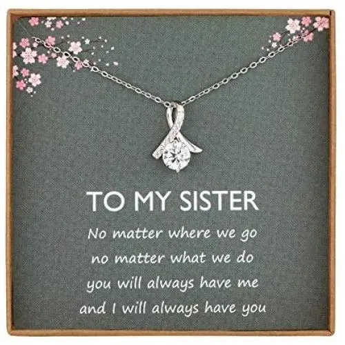 Unijew Sister Necklace from Sister Brother, S925 CZ Sterling Silver Christmas Mothers Day Jewelry Birthday Gift, Gift from Sister and Brother. Unijew Sister Necklace from Sister Brother, S925 CZ Sterling Silver Christmas Mothers Day Jewelry Birthday Gift, Gift from Sister and Brother.