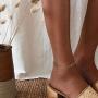 Fettero Chain Anklet Gold Satellite Bead 18K Gold Plated Boho Beach Simple Minimalist Foot Jewelry