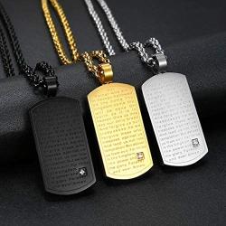 Stainless Steel Cross Jewelry Bible Verse Charm Dog Tag Pendant Necklace for Catholic Faith Gift