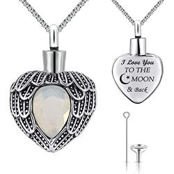 MUERDOU Urn Necklaces for Ashes Urns for Human Ashes Angel Wing Birthstone Cremation Jewelry Keepsake Holder Memorial Necklace Pendant