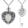 MUERDOU Urn Necklaces for Ashes Urns for Human Ashes Angel Wing Birthstone Cremation Jewelry Keepsake Holder Memorial Necklace Pendant