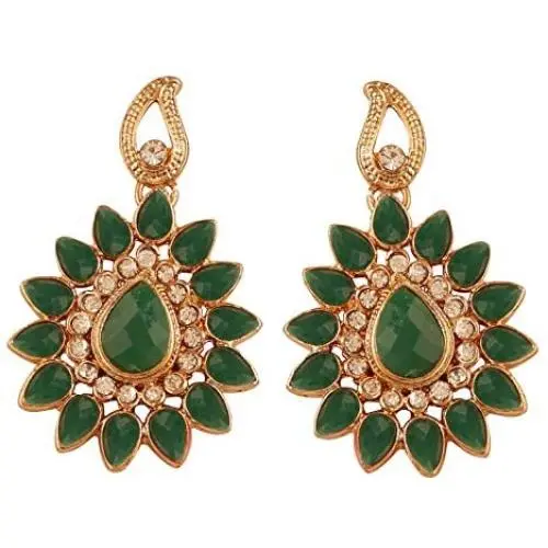 Touchstone Indian Bollywood Desire Traditional Indian Floral Motif Pear Shape Rhinestones Designer Jewelry Chandelier Earrings In Antique Gold Tone For Women. Touchstone Indian Bollywood Desire Traditional Indian Floral Motif Pear Shape Rhinestones Designer Jewelry Chandelier Earrings In Antique Gold Tone For Women.
