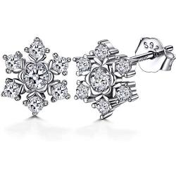 ZENI 925 Sterling Silver Snowflake Earrings for Women Girls with Cubic Zirconia , Winter Thanksgiving Christmas Jewelry Gift