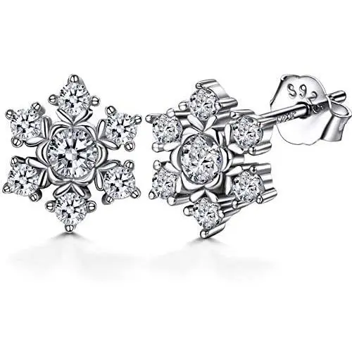 ZENI 925 Sterling Silver Snowflake Earrings for Women Girls with Cubic Zirconia , Winter Thanksgiving Christmas Jewelry Gift ZENI 925 Sterling Silver Snowflake Earrings for Women Girls with Cubic Zirconia , Winter Thanksgiving Christmas Jewelry Gift