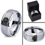 Christian Catholic Cross Heart Shaped Ring - Tungsten Band 8mm - Men - Women - 18k Rose Gold Step Bevel Edge - Yellow - Grey - Blue - Black - Brushed - Polished - Wedding - Gift Dome Flat Cut