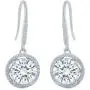 Robert Matthew Jade Silver Dangle Earrings, Pure .925 Sterling Silver with CZ Round Crystal, Dangling Earring Set, CZHalo Earrings, Christmas Jewelry