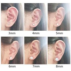 6 Pairs Shiny Round Cubic Zirconia Surgical Steel Stud Earrings Tragus Helix Conch Piercing Cartilage Sets