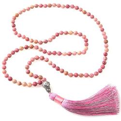 TamLyn Concepts 108 Hand Knotted Japa Mala Beads Rosary - Tassel Necklace - 6mm Semi Precious Natural Stones Prayer Beads for Meditation & Yoga - Energy Healing Gemstone Jewelry