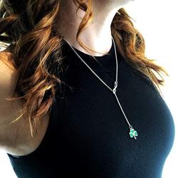 Soul Statement Shamrock Necklace St Patricks Day Accessories for Women Lucky Infinity 4-Leaf Clover Charm Pendant