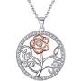 Jude Jewelers Silver Plated Tree of Life Rose Flower Style Statement Party Pendant Necklace