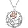 Jude Jewelers Silver Plated Tree of Life Rose Flower Style Statement Party Pendant Necklace Jude Jewelers Silver Plated Tree of Life Rose Flower Style Statement Party Pendant Necklace