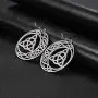 VASSAGO Stainless Steel Triquetra Celtic Knot Symbol Crescent Moon Earrings Circle Charm Drop Dangle Earring for Women Girls Jewelry Gifts