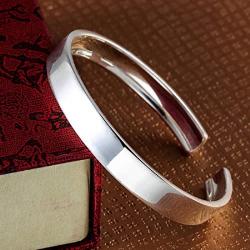 Merdia Womens S999 Sterling Silver Bangle Cuff Bracelet Polished Surface 27g for Gift