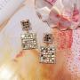 D.Rosse Lightweight Sequin Crystal Dangle Earring Metal Mesh Grid Tassel Drop Earrings Long Gold Shining Square Stud Earrings for Women Girls