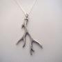 FashionJunkie4Life Sterling Silver Textured Deer Antler Pendant Necklace, 18'' Chain