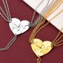 FaithHeart BFF Puzzle Stitching Necklace 2/3/4/5/6/7/8 Pcs Stainless Steel Personalized Name Heart Pendants Family Love Jewelry Free Engrave Friendship Forever Necklaces Set with Delicate Packaging