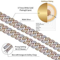 JINAO 18MM All ICED Out Simulated Diamond Miami Cuban Chain Necklace