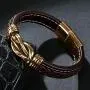 StarLight Mens Woven Leather Cuff Bracelet Fashion Stainless Steel Magnetic Buckle Wristband Punk Personality Bracelet StarLight Mens Woven Leather Cuff Bracelet Fashion Stainless Steel Magnetic Buckle Wristband Punk Personality Bracelet
