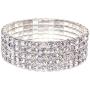 Oussum Swarovski Element Austrian Crystal Stretch Bracelet Jewelry in Silver Tone