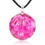 SUVANI Hand Blown & Hand Painted Glass Fuchsia Pink Seashell Necklace or Dangle Earrings