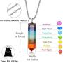 Jstyle 7 Chakra Gemstone Healing Pendant Necklace for Men Women 8mm Lava Rock Natural Stone Chakra Diffuser Bracelets Yoga Beads Bracelet