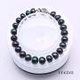 JYX Pearl Necklace Set 8-9mm Dark-Blue Freshwater Pearl Necklace Bracelet and Earrings Jewelry Set
