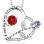 Birthday Gifts for Her Love Rose Heart Necklace Ruby Peridot Blue Sapphire Citrine Simulated Diamond Jewelry Sterling Silver