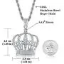 ROWIN&CO King Queen Royal Crown Necklace Silver Diamond-Cut Cubic Zirconia Charm Pendant, Hip Hop Jewelry, Rapper Chains for Men Women ROWIN&CO King Queen Royal Crown Necklace Silver Diamond-Cut Cubic Zirconia Charm Pendant, Hip Hop Jewelry, Rapper Chains for Men Women