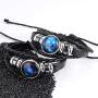 Couple Bracelets for women, 2pcs/sets 12 Constellation Snap Bracelet Men Weaving Bead Diy Leather Charm Bracelet Bangles Jewelry