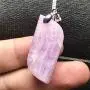DUOVEKT Kunzite Pendant,Natural Purple Kunzite Stone Jewelry for Women Man Silver Crystal Cat Eye 36x15x7mm Beads Gemstone AAAAA