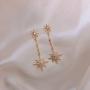 Orris Diamond Cubic Zirconia Mounted Gold Star Style Dangle Drop Earrings for Women Girls