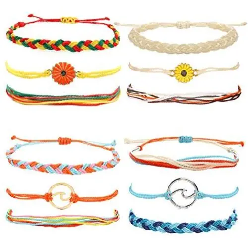 HUASAI VSCO Wave Bracelets Adjustable Waterproof String Surfer Rope Beach Surfer Bracelets HUASAI VSCO Wave Bracelets Adjustable Waterproof String Surfer Rope Beach Surfer Bracelets