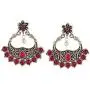 Efulgenz Boho Vintage Antique Gypsy Tribal Crystal Kundan Indian Oxidized Silver Chandbali Dangle Earrings Jewelry Efulgenz Boho Vintage Antique Gypsy Tribal Crystal Kundan Indian Oxidized Silver Chandbali Dangle Earrings Jewelry