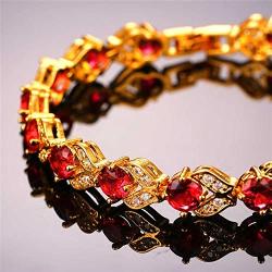 U7 Women Birthstone Crystal Bracelet 18K Gold Plated Round Cut Cubic Zirconia Tennis Bracelet, Fit 6-8 Inches