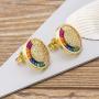 OUCHUANG 14K Gold Plated Cubic Zirconia Cuff Earrings Huggie Stud Jewelry Gift for Women Girls