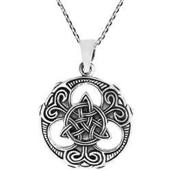 AeraVida Intricately Stylized Trinity Knot or Triquetra .925 Sterling Silver Pendant Necklace