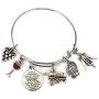 Kits Kiss Wine Bracelet, Wine Jewelry, Gift for Wine Lover, Wine Charm Bracelet, Grape, Red Wine Glass, Wine Opener, Wine Barrel, Wine Bottle, Wine Gift, Wine Bangle Bracelet